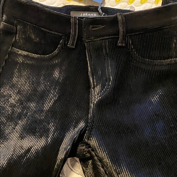 J Brand Shiny Black Skinny corduroy pants, NWT, size 25, stretch, button zip fly - Picture 4 of 7